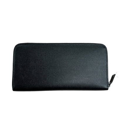 SAINT LAURENT Grain de Poudre Monogram Zip Around Wallet Wallet Black Black Hardware Yv160