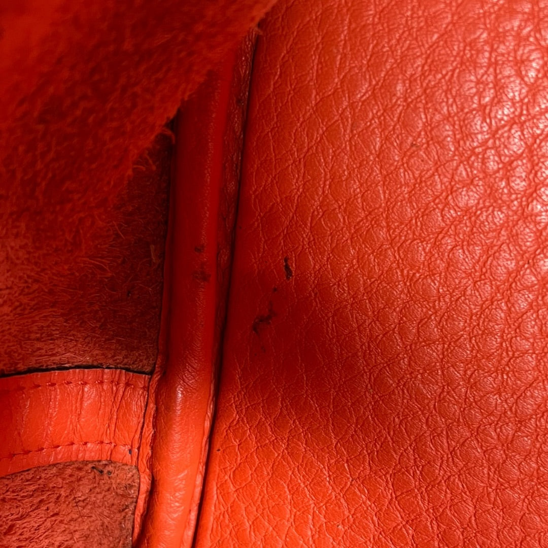 HERMES Clemence Picotin Lock Handbag Orange Silver Hardware KA280