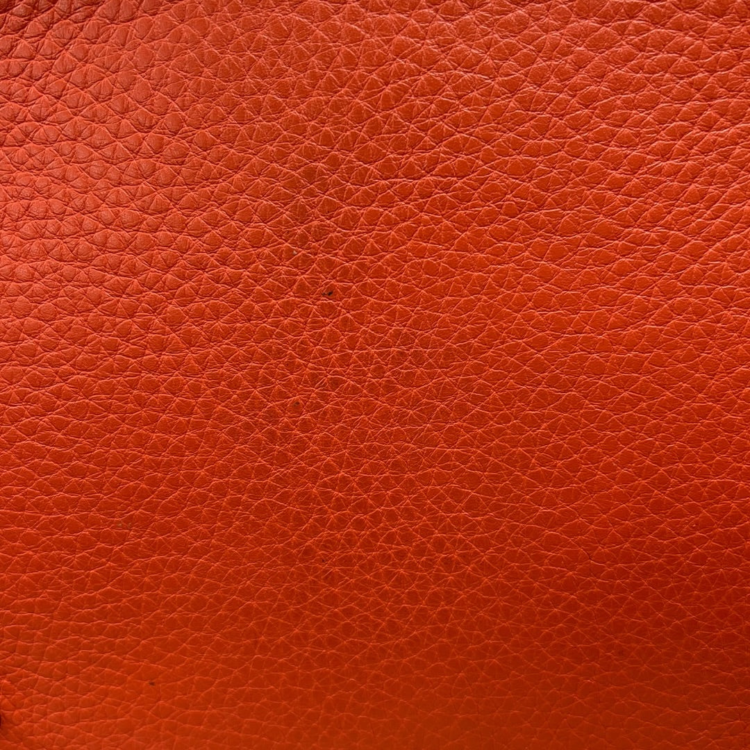 HERMES Clemence Picotin Lock Handbag Orange Silver Hardware KA280