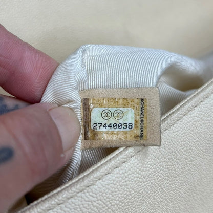 CHANEL Caviar Boy Bag Small Shoulder Bag Cream Gold Hardware CH2251