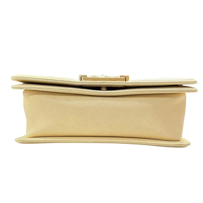 CHANEL Caviar Boy Bag Small Shoulder Bag Cream Gold Hardware CH2251