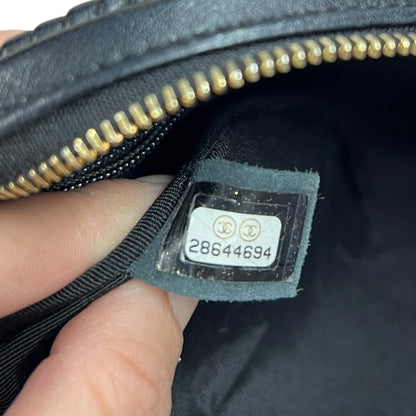 CHANEL Lambskin Round Camera Bag Shoulder Bag Black Gold Hardware CH2255