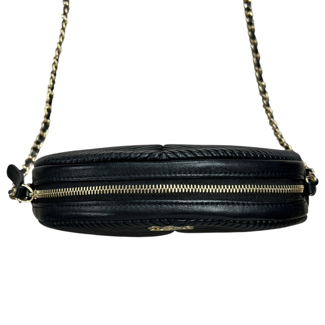 CHANEL Lambskin Round Camera Bag Shoulder Bag Black Gold Hardware CH2255