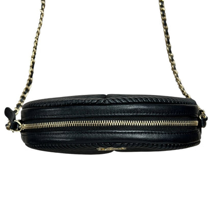 CHANEL Lambskin Round Camera Bag Shoulder Bag Black Gold Hardware CH2255