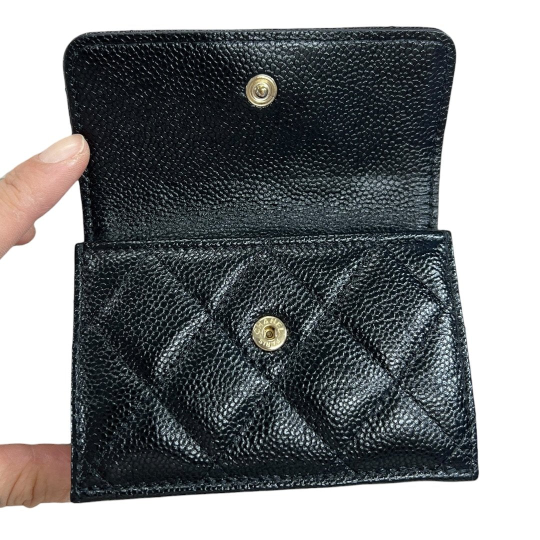 CHANEL Caviar Leather Classic Small Flap Wallet Wallet Black Gold Hardware CH2253