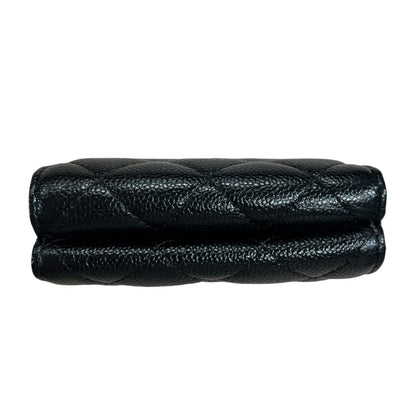 CHANEL Caviar Leather Classic Small Flap Wallet Wallet Black Gold Hardware CH2253