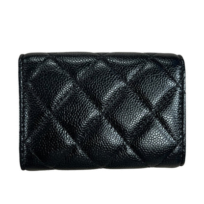 CHANEL Caviar Leather Classic Small Flap Wallet Wallet Black Gold Hardware CH2253