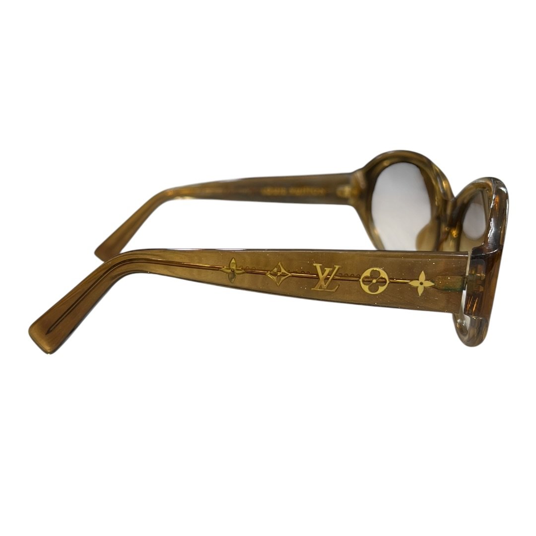 LOUIS VUITTON Acetate Monogram Glitter Sunglasses Brown Gold-tone TK64