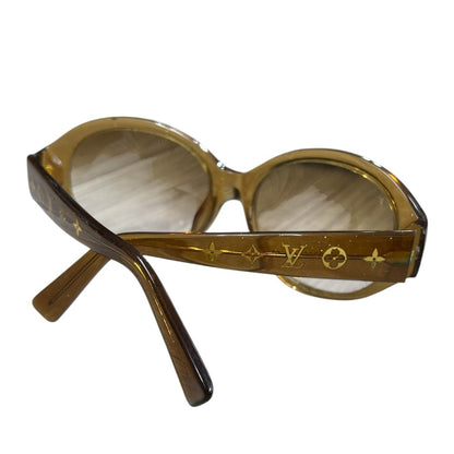 LOUIS VUITTON Acetate Monogram Glitter Sunglasses Brown Gold-tone TK64