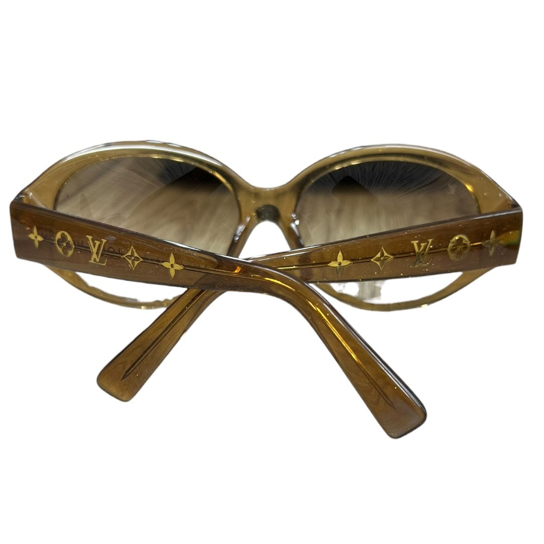 LOUIS VUITTON Acetate Monogram Glitter Sunglasses Brown Gold-tone TK64