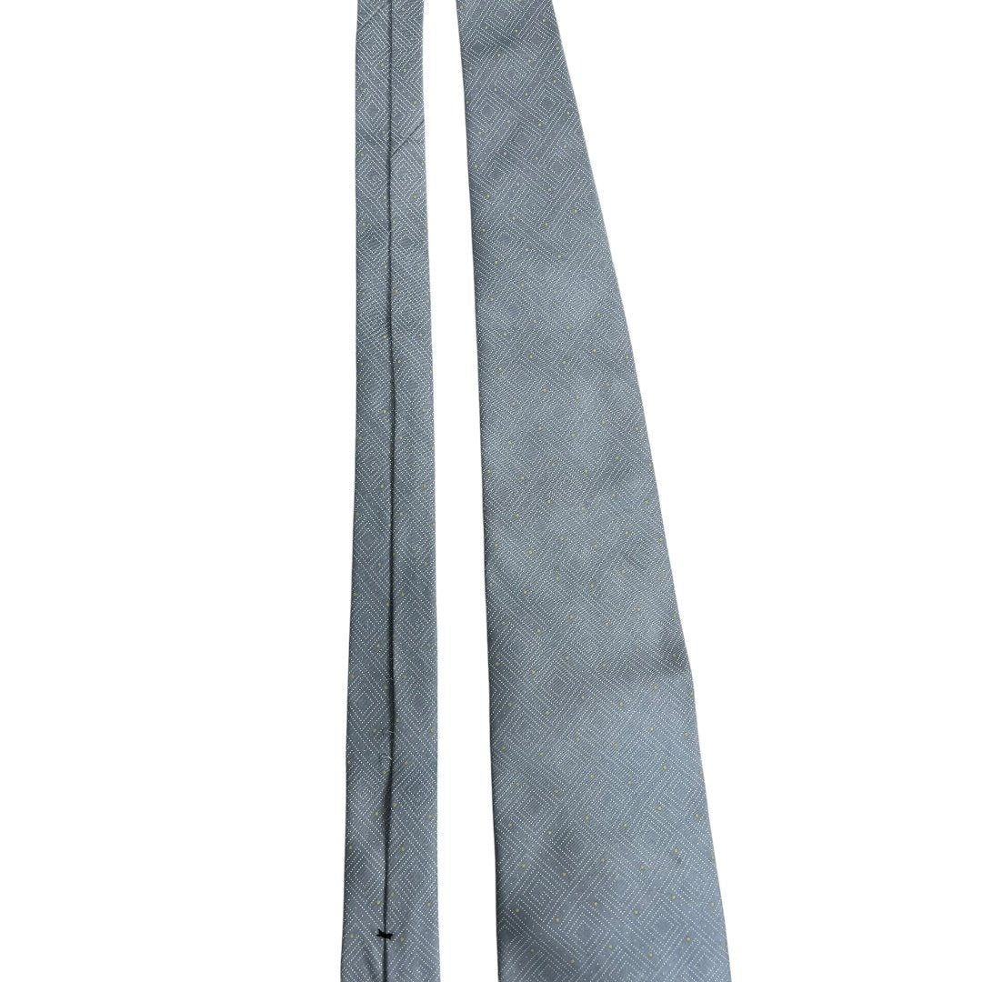 GUCCI Silk GG Crest Geometric Pattern Tie Light Grey TK69