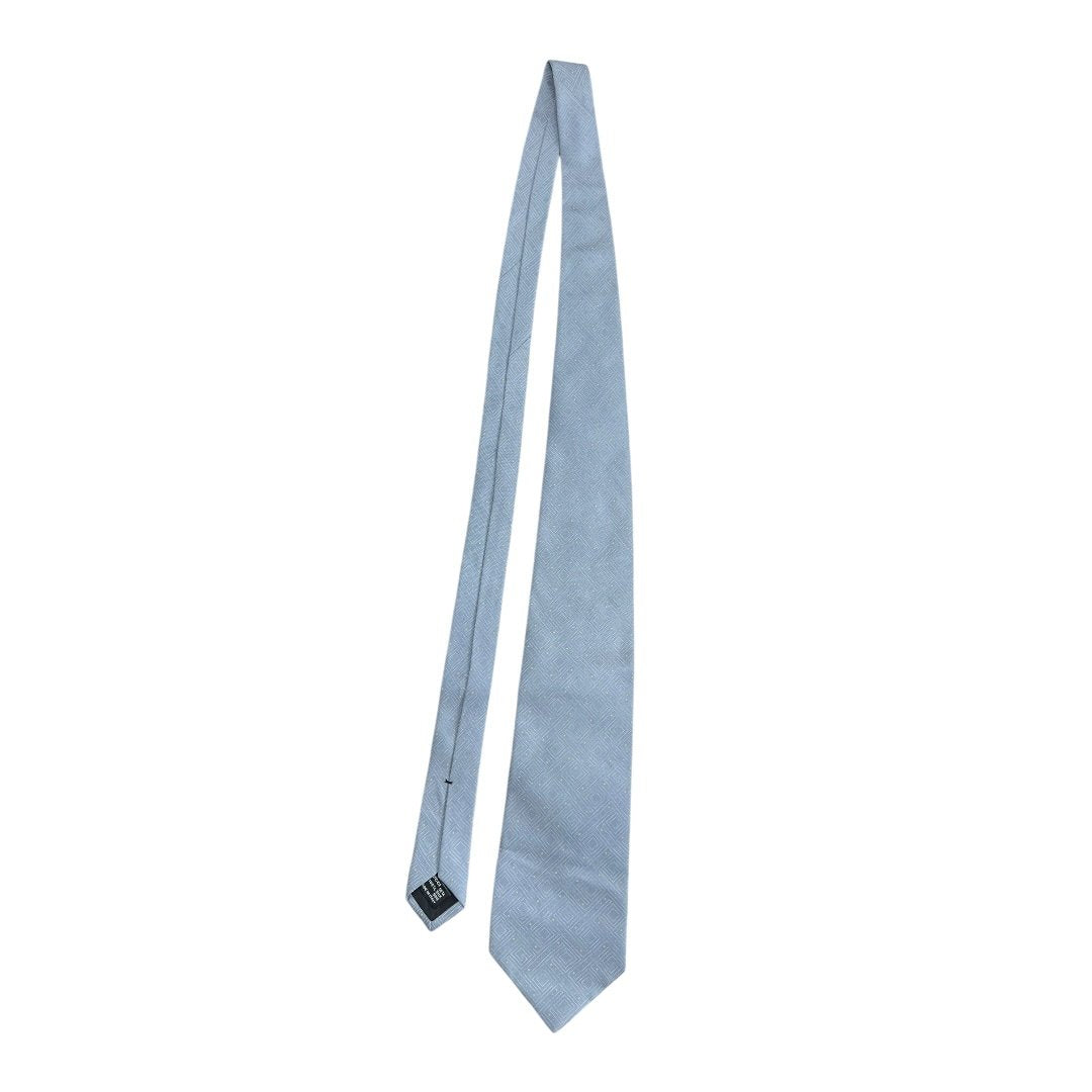 GUCCI Silk GG Crest Geometric Pattern Tie Light Grey TK69