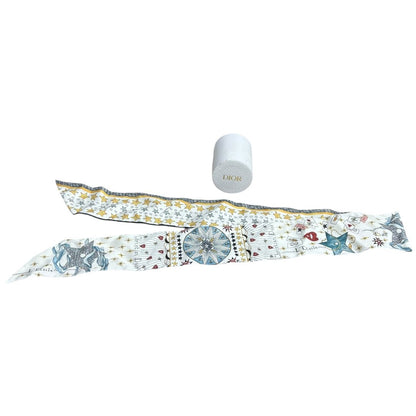 DIOR Silk Mitzah Scarf White with multicolor print TK62