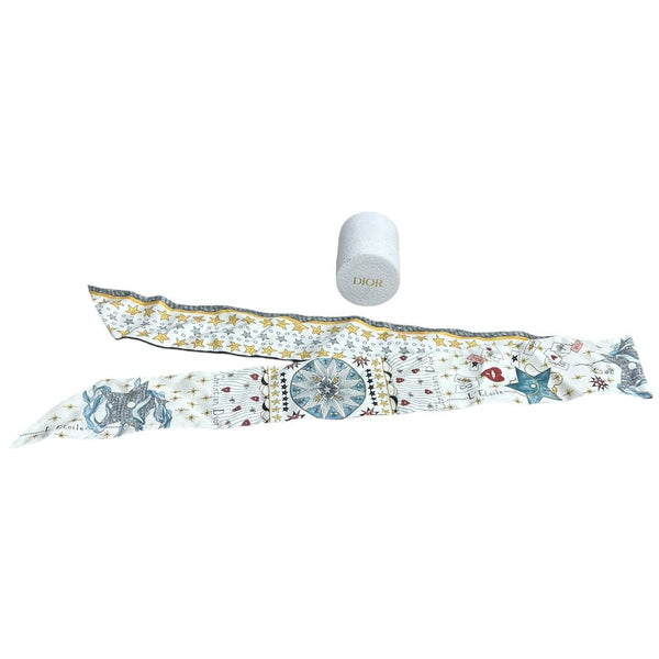 DIOR Silk Mitzah Scarf White with multicolor print TK62
