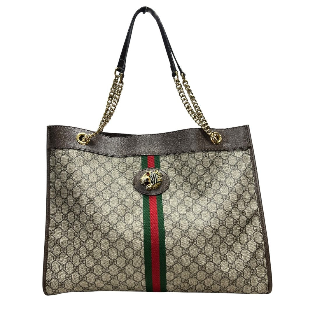 GUCCI GG Supreme Canvas Rajah Large Tote Tote Beige, Ebony, Brown, Green, Red Gold Hardware TK75