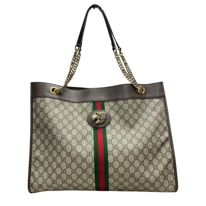 GUCCI GG Supreme Canvas Rajah Large Tote Tote Beige, Ebony, Brown, Green, Red Gold Hardware TK75