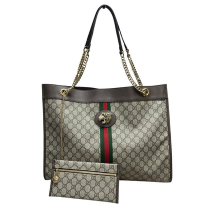 GUCCI GG Supreme Canvas Rajah Large Tote Tote Beige, Ebony, Brown, Green, Red Gold Hardware TK75