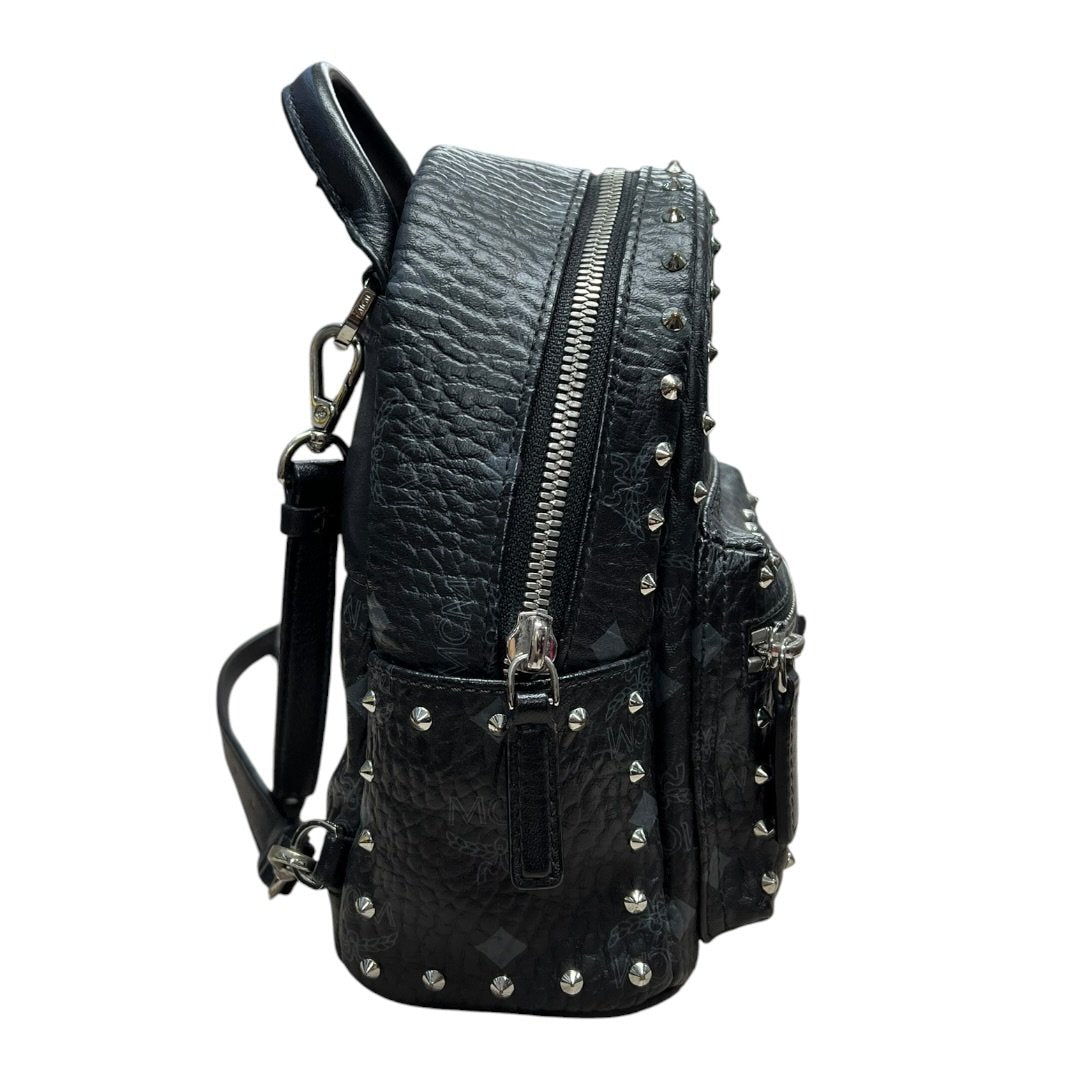 MCM Visetos Stark Bebe Boo Backpack Backpack Black Silver Hardware TK70