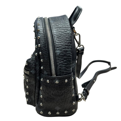 MCM Visetos Stark Bebe Boo Backpack Backpack Black Silver Hardware TK70