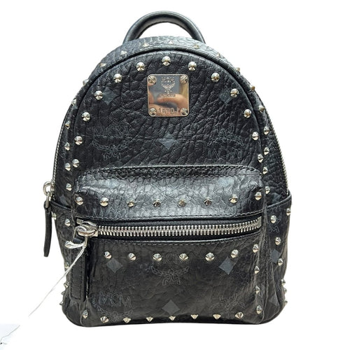 MCM Visetos Stark Bebe Boo Backpack Backpack Black Silver Hardware TK70