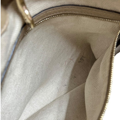 GUCCI Grained Leather Soho Chain Tote Shoulder Bag Beige Silver Hardware TK54