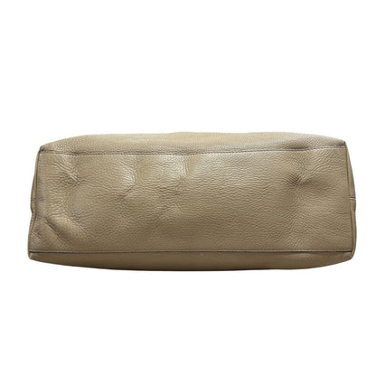 GUCCI Grained Leather Soho Chain Tote Shoulder Bag Beige Silver Hardware TK54