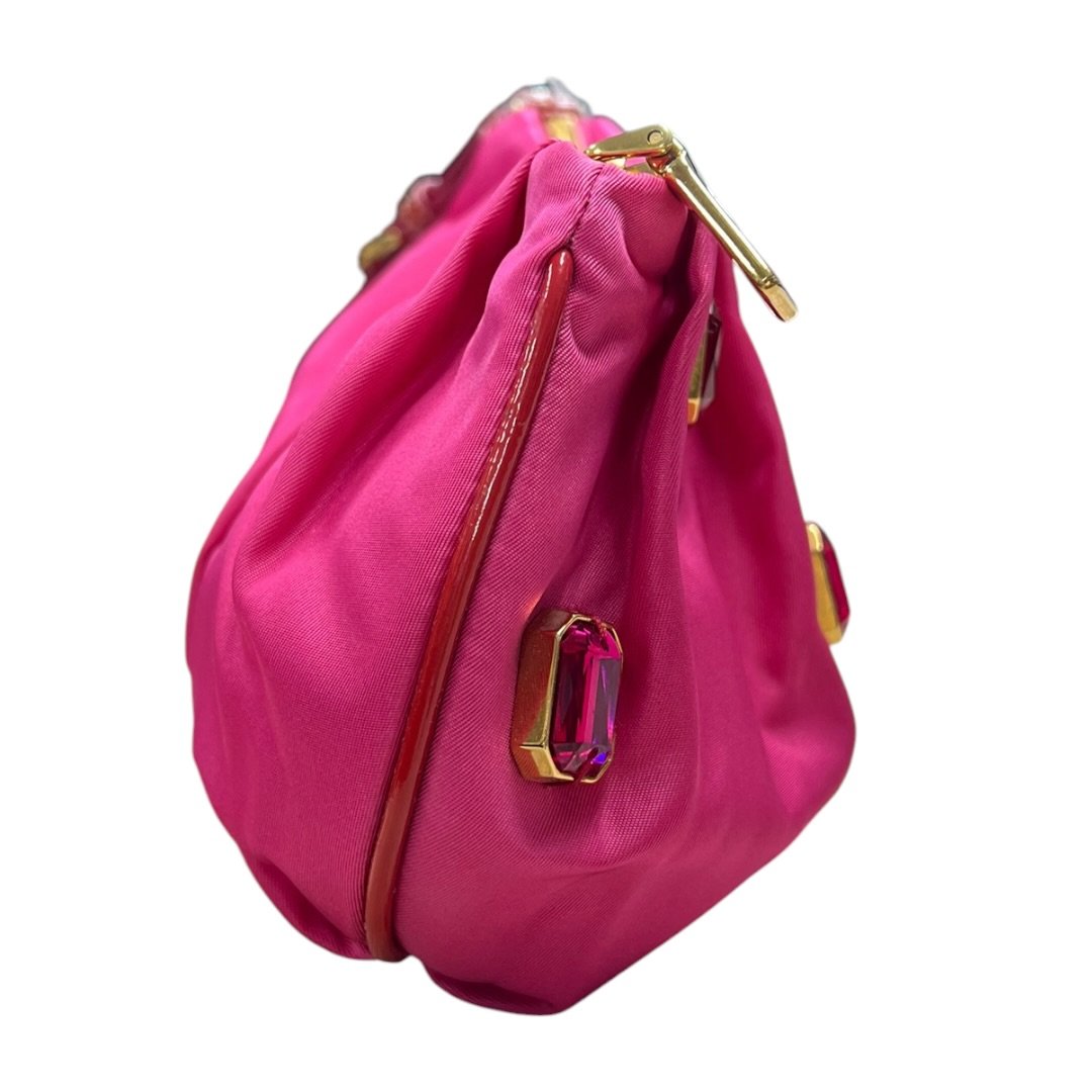 PRADA Tessuto Tessuto Bijoux Wristlet Wristlet Pink Gold Hardware TK71