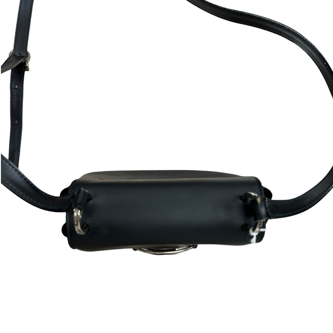 SALVATORE FERRAGAMO Leather Gancini Flap Shoulder Bag Shoulder Bag Black Silver Hardware TK57
