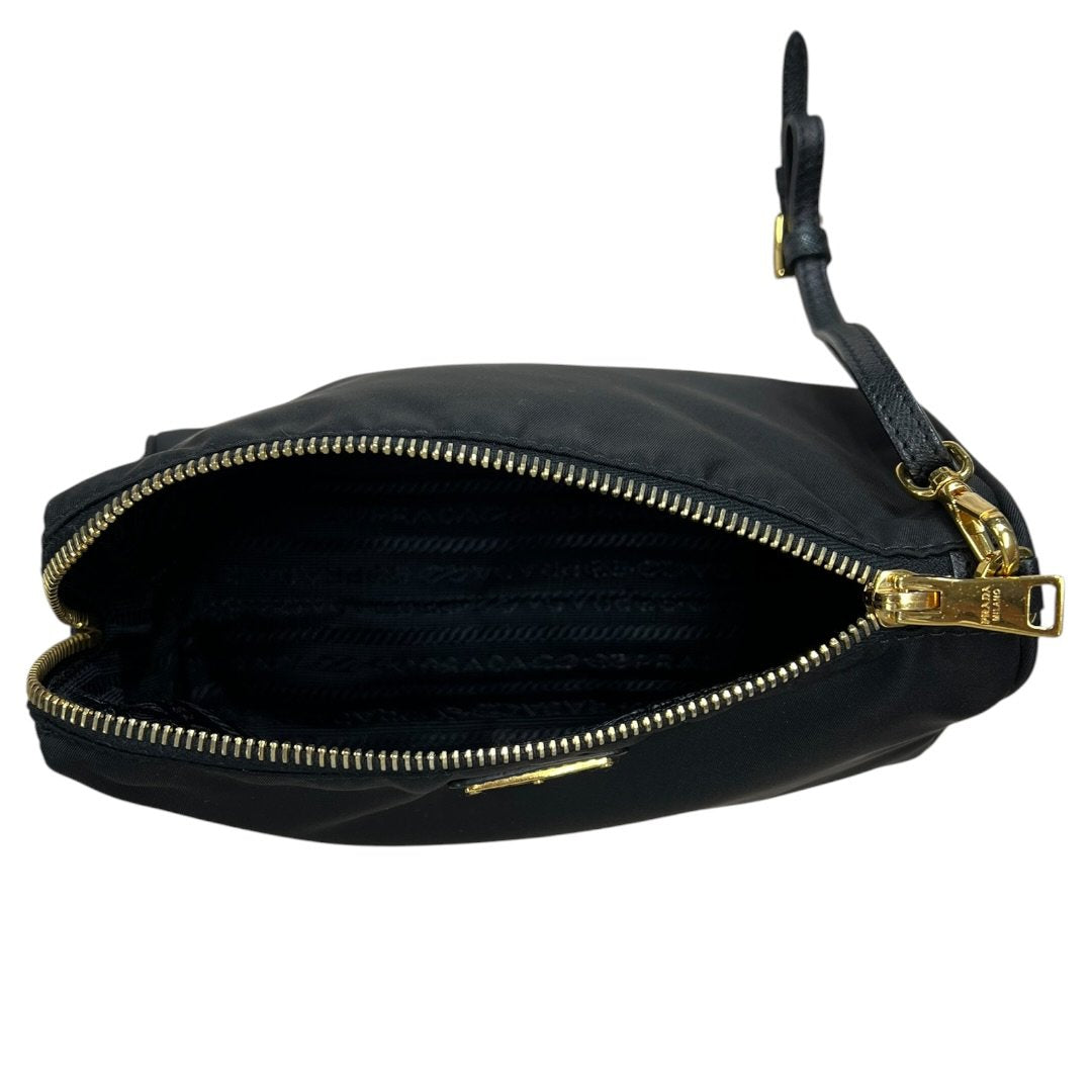 PRADA Nylon Nylon Pouch Pouch Black Gold Hardware TK65