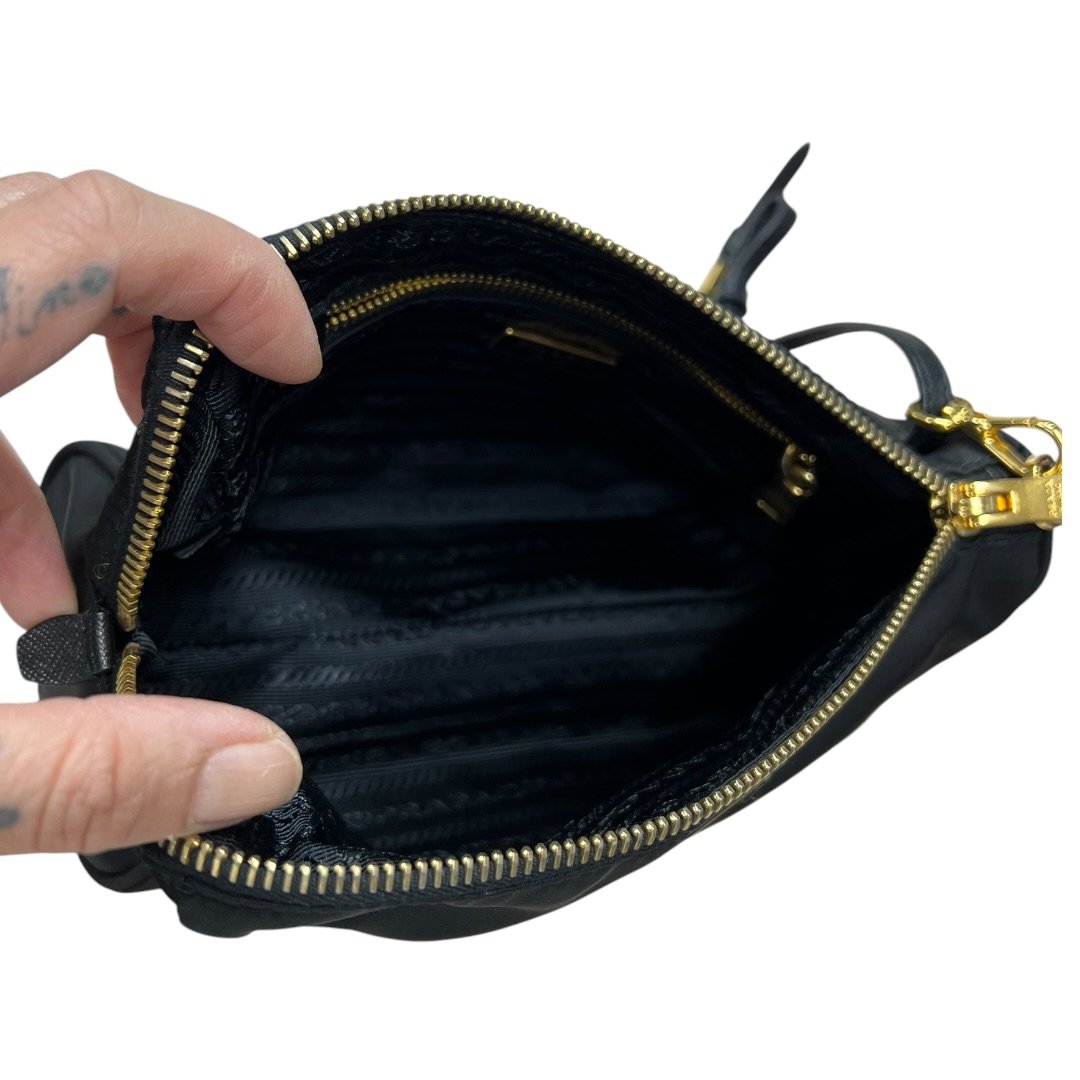 PRADA Nylon Nylon Pouch Pouch Black Gold Hardware TK65