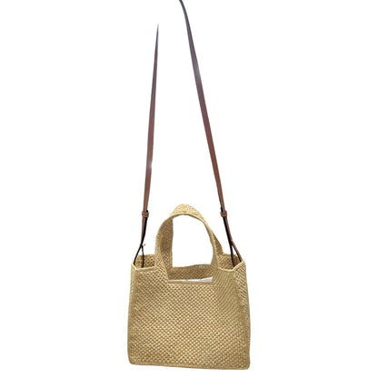 LOEWE Raffia Embroidered Woven Mini Tote Bag Shoulder Bag Natural, Black, Brown Dark-tone Hardware TK67