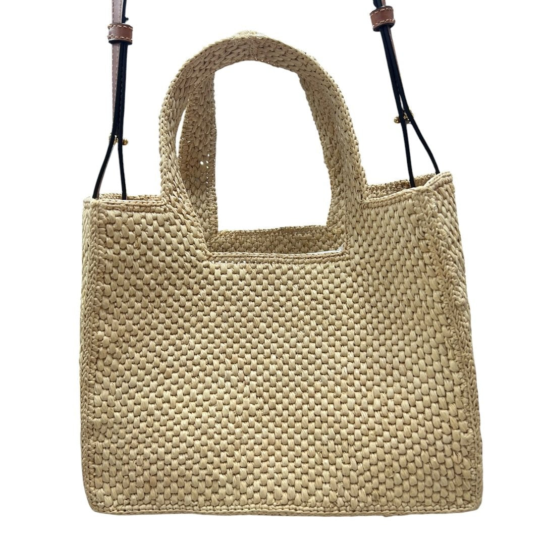 LOEWE Raffia Embroidered Woven Mini Tote Bag Shoulder Bag Natural, Black, Brown Dark-tone Hardware TK67