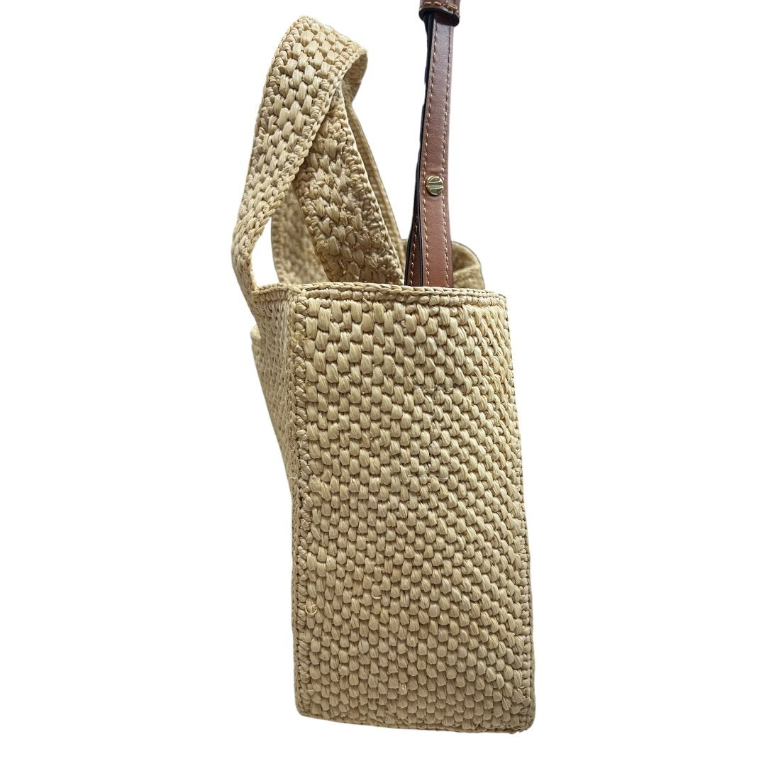 LOEWE Raffia Embroidered Woven Mini Tote Bag Shoulder Bag Natural, Black, Brown Dark-tone Hardware TK67