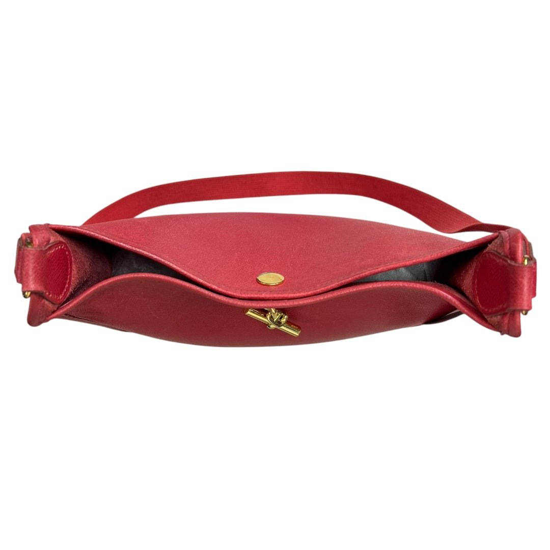 HERMES Courchevel Vespa PM Shoulder Bag Red Gold Hardware TK73