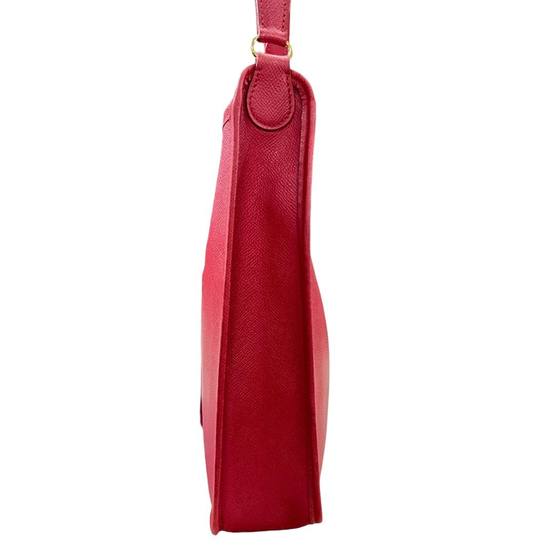 HERMES Courchevel Vespa PM Shoulder Bag Red Gold Hardware TK73