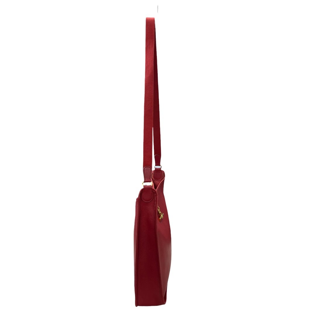HERMES Courchevel Vespa PM Shoulder Bag Red Gold Hardware TK73