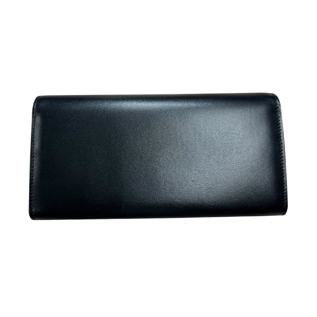 CELINE Smooth Leather Triomphe Long Wallet Wallet Black Gold Hardware TK56
