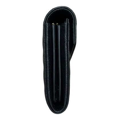 SAINT LAURENT Grain de Poudre Leather Monogram Envelope Wallet Wallet Black Gold Hardware TK66
