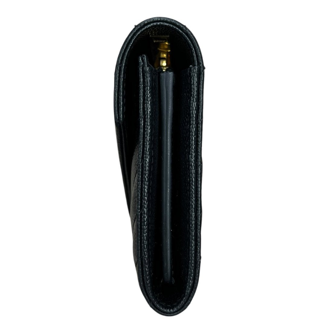SAINT LAURENT Grain de Poudre Leather Monogram Envelope Wallet Wallet Black Gold Hardware TK66