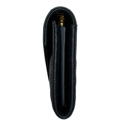 SAINT LAURENT Grain de Poudre Leather Monogram Envelope Wallet Wallet Black Gold Hardware TK66