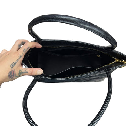 CHANEL Caviar Medallion Tote Tote Black Gold Hardware NJ163