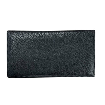 GUCCI Grained Leather Wallet Black Gold Hardware NJ166