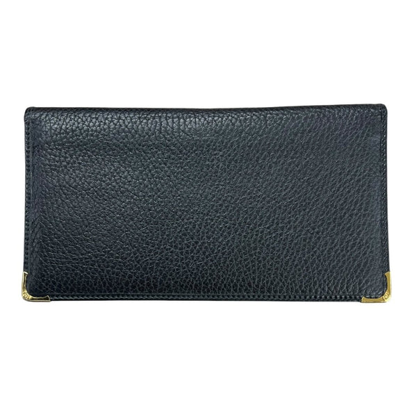GUCCI Grained Leather Wallet Black Gold Hardware NJ166