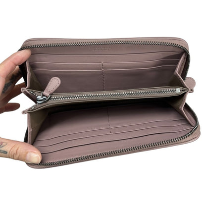 BOTTEGA VENETA Intrecciato Lambskin Intrecciato Zip-Around Wallet Wallet Dusty Pink Silver Hardware NJ165
