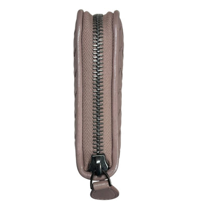 BOTTEGA VENETA Intrecciato Lambskin Intrecciato Zip-Around Wallet Wallet Dusty Pink Silver Hardware NJ165