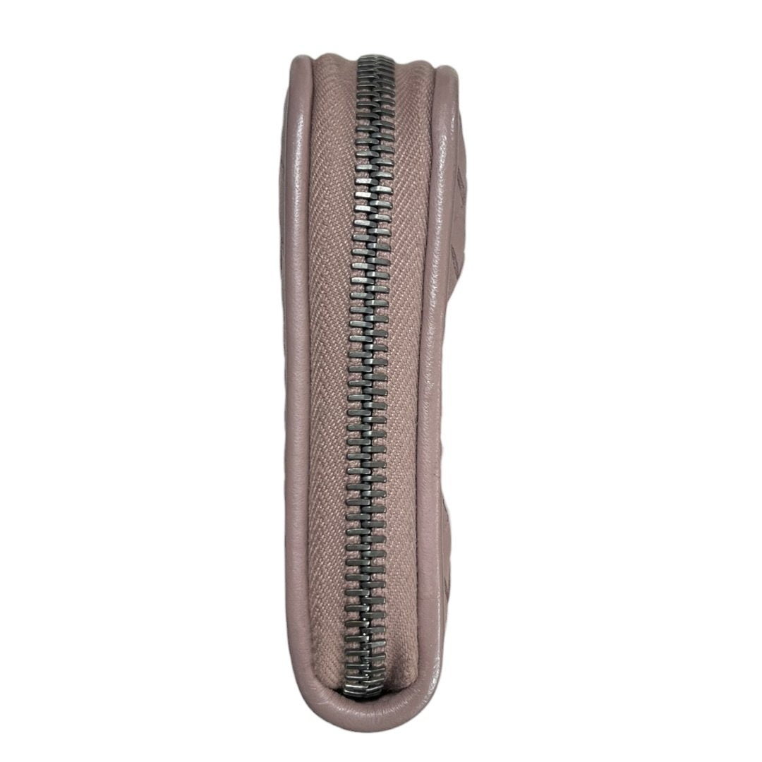 BOTTEGA VENETA Intrecciato Lambskin Intrecciato Zip-Around Wallet Wallet Dusty Pink Silver Hardware NJ165