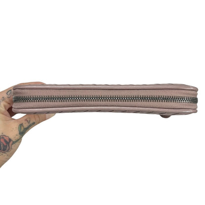 BOTTEGA VENETA Intrecciato Lambskin Intrecciato Zip-Around Wallet Wallet Dusty Pink Silver Hardware NJ165