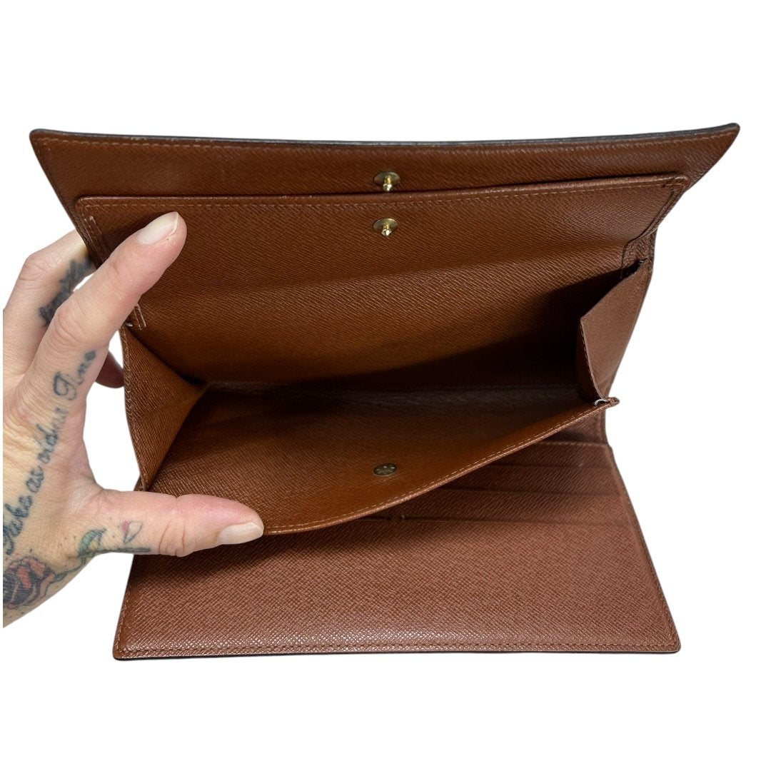 LOUIS VUITTON Monogram Canvas Sarah Wallet Wallet Brown Gold Hardware NJ168