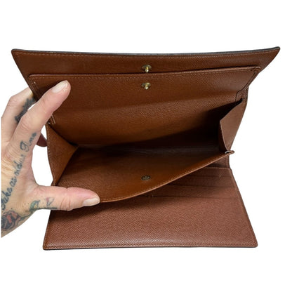 LOUIS VUITTON Monogram Canvas Sarah Wallet Wallet Brown Gold Hardware NJ168