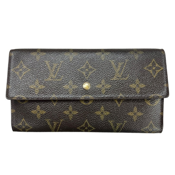 LOUIS VUITTON Monogram Canvas Sarah Wallet Wallet Brown Gold Hardware NJ168